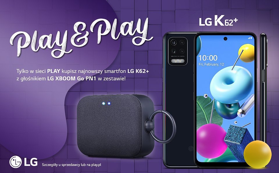 play promocja na smartfon lg k62+ w zestawie głośnik LG XBOOM